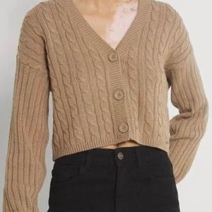 Hollister brown cropped cardigan!!